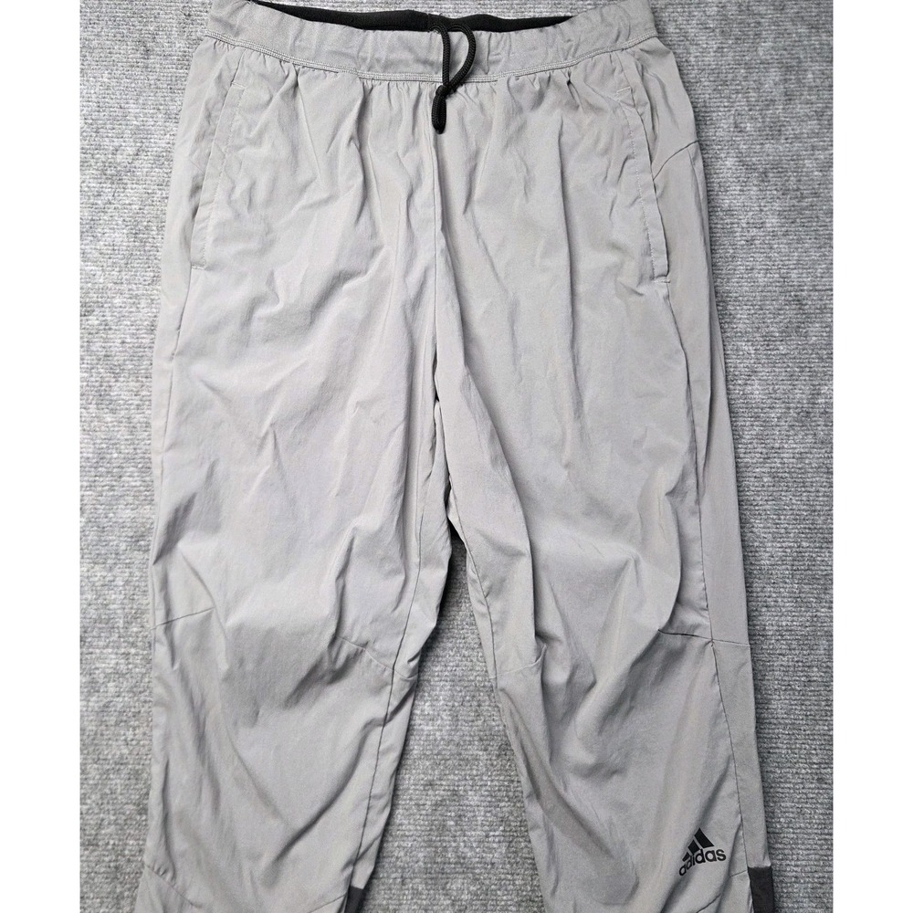 Adidas Men's Woven Jogger Track Pants Gray Athletic Ankle Zip Drawstring M